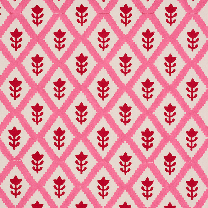Schumacher Fabric Buti Pink 179231 MOLLY MAHON HAND BLOCK PRINTS See Sample INDIA - </p><p>Repeat: Horizontal: 2" (5CM) and Vertical: 2 1/4 (6CM) 53" (135CM) - My Fabric Connection -