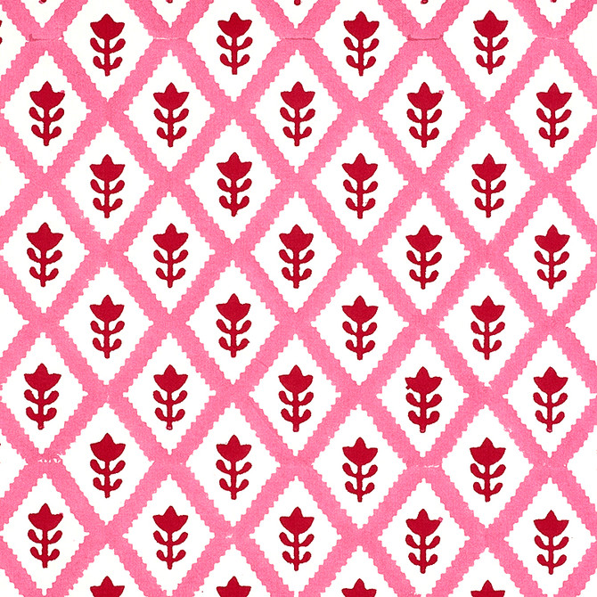 Schumacher Fabric Buti Pink 179231 MOLLY MAHON HAND BLOCK PRINTS COTTON 100% INDIA </p><p>Repeat: Horizontal: 2" (5CM) and Vertical: 2 1/4 (6CM) 53 - My Fabric Connection -