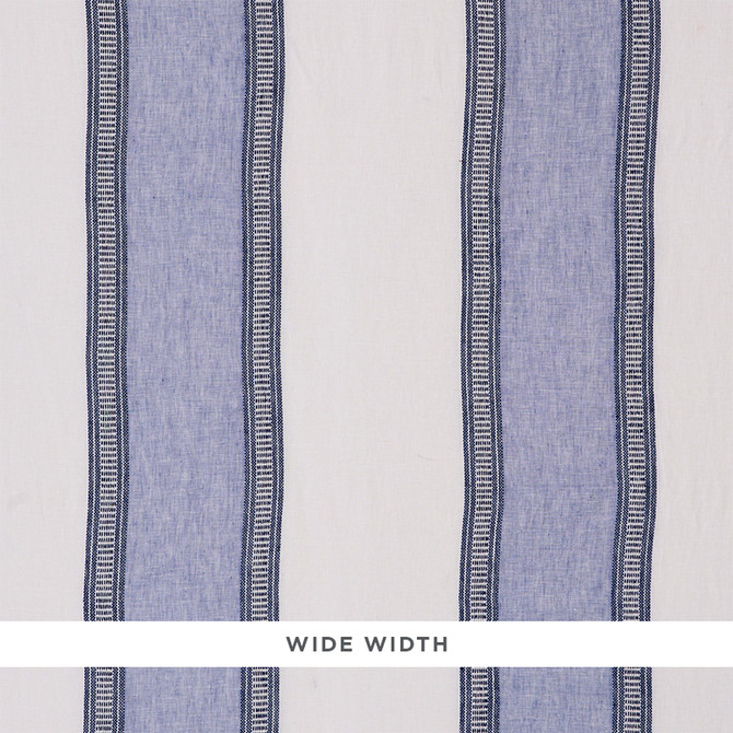 Schumacher Fabric Senita Stripe Sheer Blue 77431 TRUE WEST LINEN 100% TURKEY </p><p>Repeat: Horizontal: and Vertical: 17 1/4" (44CM) 113 - My Fabric Connection -