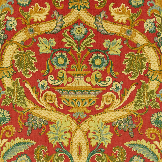 Schumacher Fabric Fontenay Vase Coral 173322 ARCHIVE / LINEN PRINTS See Sample UNITED KINGDOM NOT APPLICABLE </p><p>Repeat: Horizontal: 27" (69CM) and Vertical: 28 1/2" (72CM) 54" WIDE (137CM) - My Fabric Connection -
