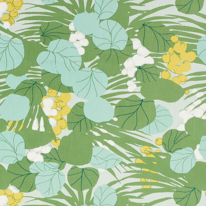Schumacher Fabric Sea Grapes Palm 178630 TROPICANA COTTON 90% LINEN 10% UNITED KINGDOM </p><p>Repeat: Horizontal: 27" (69CM) and Vertical: 24 3/4" (63CM) 55 - My Fabric Connection -