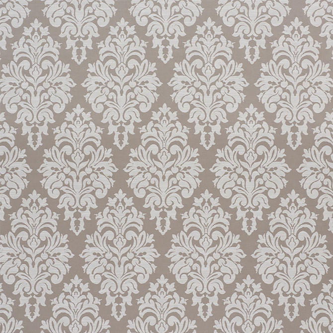 Schumacher Fabric Dauphine Damask Indoor/Outdoor Taupe 75411 THE GOOD LIFE INDOOR/OUTDOOR See Sample FRANCE - </p><p>Repeat: Horizontal: 18 1/2" (47CM) and Vertical: 9 1/4" (23CM) 55 3/4" (142CM) - My Fabric Connection -