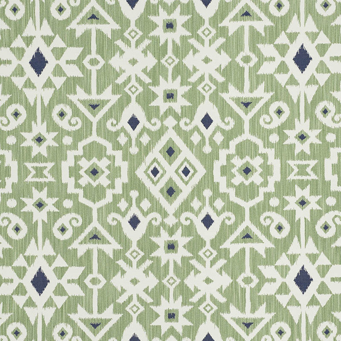 Schumacher Fabric Crusoe Ikat Green 76522 WORLD VIEW See Sample ITALY - </p><p>Repeat: Horizontal: 28" (71CM) and Vertical: 23 1/2" (60CM) 55 7/8" (142M) - My Fabric Connection -
