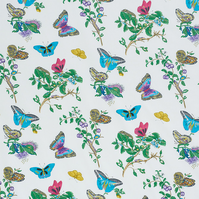 Schumacher Fabric Baudin Butterfly Chintz Turquoise 178721 SCHUMACHER CLASSICS See Sample ITALY - </p><p>Repeat: Horizontal: 27 3/8" (70CM) and Vertical: 19 3/4" (50CM) 55 1/2" (141CM) - My Fabric Connection -