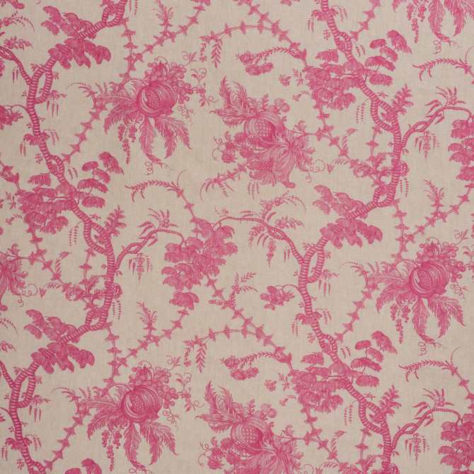 Schumacher Fabric San Cristobal Toile Magenta 178730 SCHUMACHER CLASSICS LINEN 100% UNITED KINGDOM </p><p>Repeat: Horizontal: 55" (140CM) and Vertical: 29 1/2" (75CM) 55.25 - My Fabric Connection -