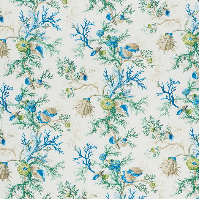 Schumacher Fabric Del Tesoro Blue & Green 178760 SCHUMACHER CLASSICS LINEN 100% UNITED KINGDOM </p><p>Repeat: Horizontal: 36 1/4" (92CM) and Vertical: 27 1/4" (69CM) 54.75 - My Fabric Connection -