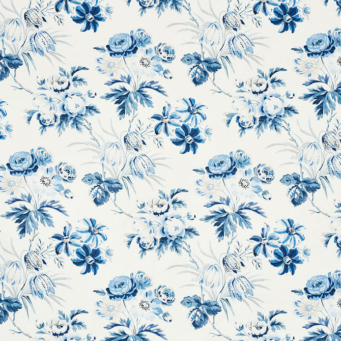 Schumacher Fabric Cecil Chintz Delft 176812 VOGUE LIVING See Sample FRANCE MEDIUM DUTY </p><p>Repeat: Horizontal: 16 1/4" (41CM) and Vertical: 20 1/4" (51CM) 53 1/2" (136CM) - My Fabric Connection -