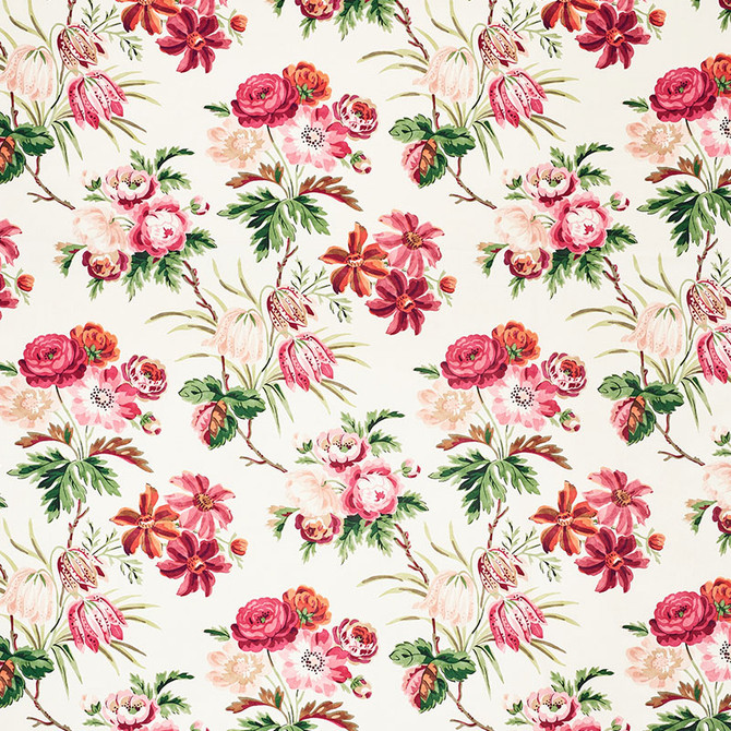 Schumacher Fabric Cecil Chintz Rose 176813 VOGUE LIVING See Sample FRANCE MEDIUM DUTY </p><p>Repeat: Horizontal: 16 1/4" (41CM) and Vertical: 20 1/4" (51CM) 53 1/2" (136CM) - My Fabric Connection -