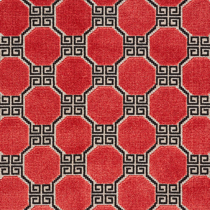 Schumacher Fabric Octavia Velvet Ruby 72796 CUT & PATTERNED VELVETS VISCOSE 69% COTTON 23% BELGIUM MARTINDALE 18,000 </p><p>Repeat: Horizontal: 2 1/2" (6CM) and Vertical: 2 1/2" (6CM) 53 - My Fabric Connection -