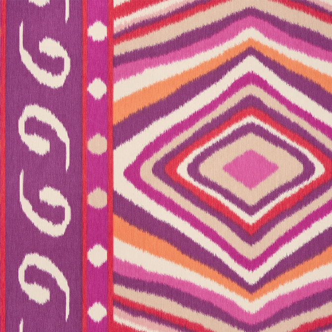 Schumacher Fabric Terence Ikat Magenta 178581 JOHNSON HARTIG FOR LIBERTINE See Sample SWITZERLAND LIGHT DURABILITY </p><p>Repeat: Horizontal: 56" (142CM) and Vertical: 30 1/2" (77CM) 56" (142CM) - My Fabric Connection -