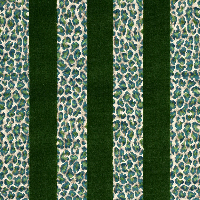 Schumacher Fabric Guepard Stripe Velvet Emerald 77141 TIMOTHY CORRIGAN See Sample BELGIUM MEDIUM DURABILITY </p><p>Repeat: Horizontal: 13 1/2" and Vertical: 8 7/8" 54" (137CM) - My Fabric Connection -