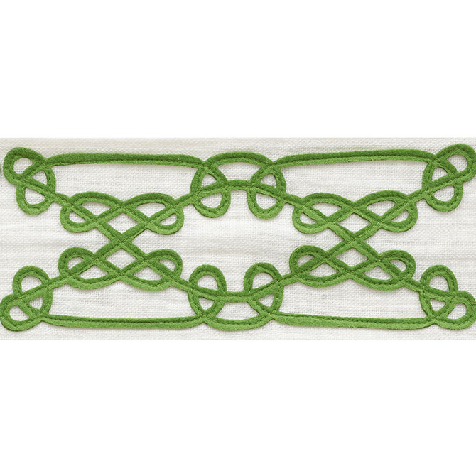 Schumacher Trim Ormond Tape Green 75351 STATEMENT TRIMS See Sample INDIA - </p><p>Repeat: Horizontal: 7 3/4" (20CM) and Vertical: - 3 1/2" (9CM) - My Fabric Connection -