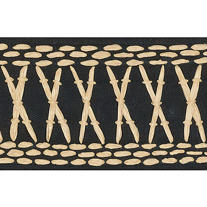 Schumacher Trim Tikki Tape Lava Black 69300 TRIBAL CHIC LINEN 70% RAFFIA 30% INDIA </p><p>Repeat: Horizontal: 1" (3CM) and Vertical: 3.25 - My Fabric Connection -