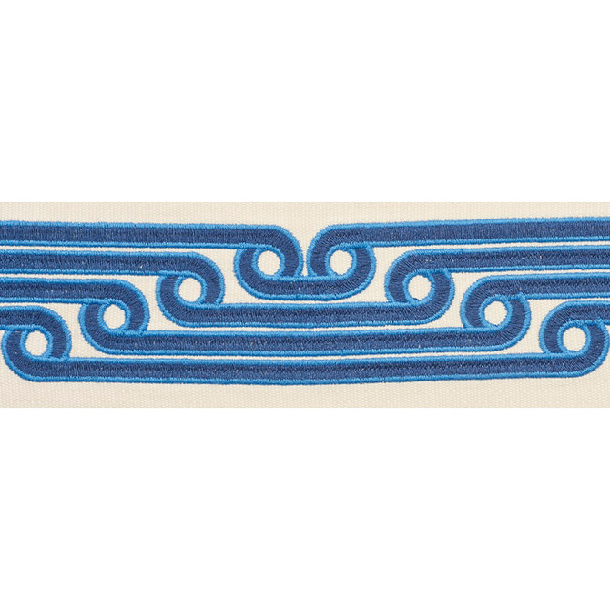 Schumacher Trim Galloway Tape Blue 77210 STEP LIVELY See Sample INDIA - </p><p>Repeat: Horizontal: - and Vertical: - 3" (8CM) - My Fabric Connection -