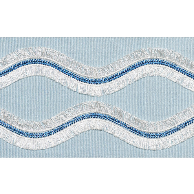 Schumacher Trim Ogee Embroidered Tape Sky 74332 BOHEMIA COTTON 63% VISCOSE 37% INDIA </p><p>Repeat: Horizontal: 4" (10CM) and Vertical: 4 - My Fabric Connection -