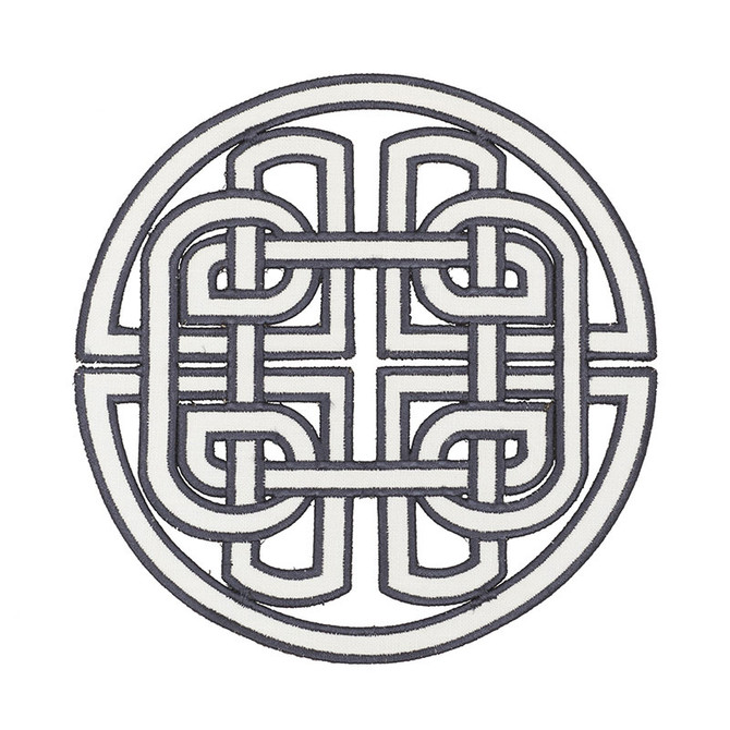 Schumacher Trim Chinoiserie Applique Spectator 73040 ORIENT EXPRESS See Sample INDIA - </p><p>Repeat: Horizontal: 8" (20CM) and Vertical: 8" (20CM) 8" (20CM) - My Fabric Connection -