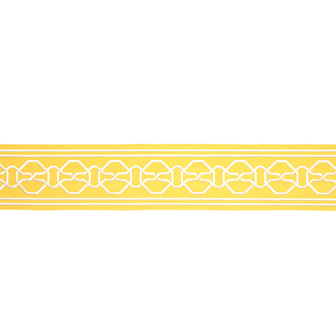 Schumacher Trim Malmaison Tape Yellow 77352 STATEMENT TRIMS See Sample INDIA - </p><p>Repeat: Horizontal: 3 3/4" (10CM) and Vertical: - 6" WIDE (15CM) - My Fabric Connection -
