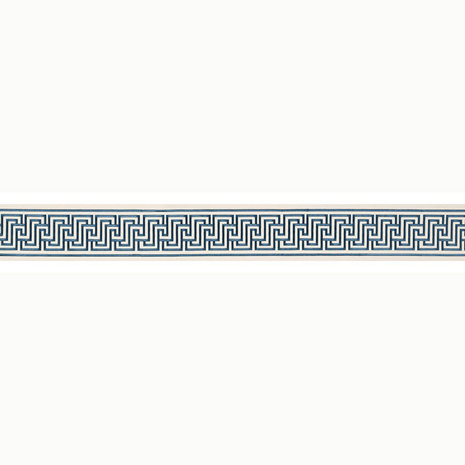 Schumacher Trim Labyrinth Tape Bleu 66143 MARY MCDONALD See Sample INDIA - </p><p>Repeat: Horizontal: 2 1/2" (6CM) and Vertical: - 6" WIDE (15CM) - My Fabric Connection -