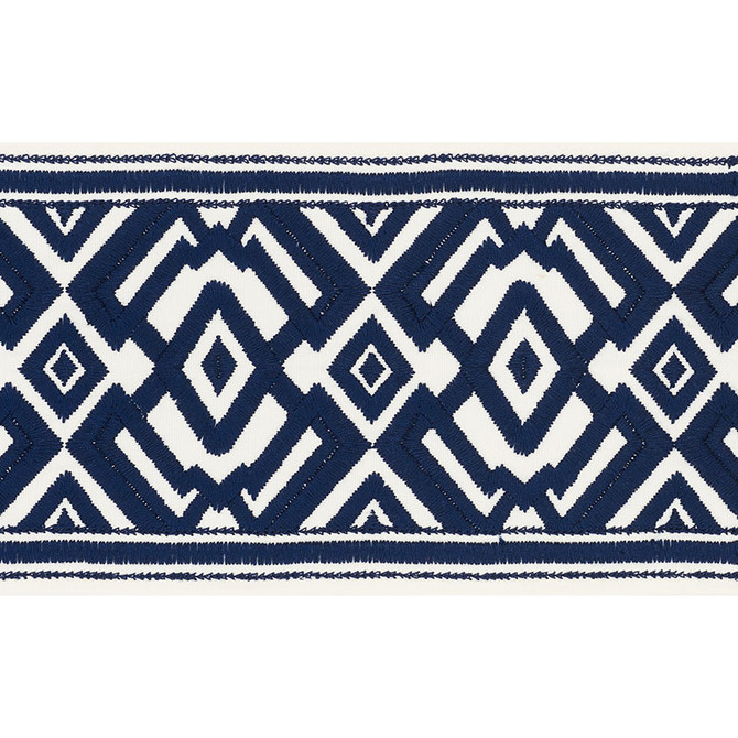 Schumacher Trim Avalon Tape Blue 70664 COUTURE TRIMS See Sample INDIA - </p><p>Repeat: Horizontal: 5 1/2" (14CM) and Vertical: 9 5/8" (24CM) 5 1/2" (14CM) - My Fabric Connection -