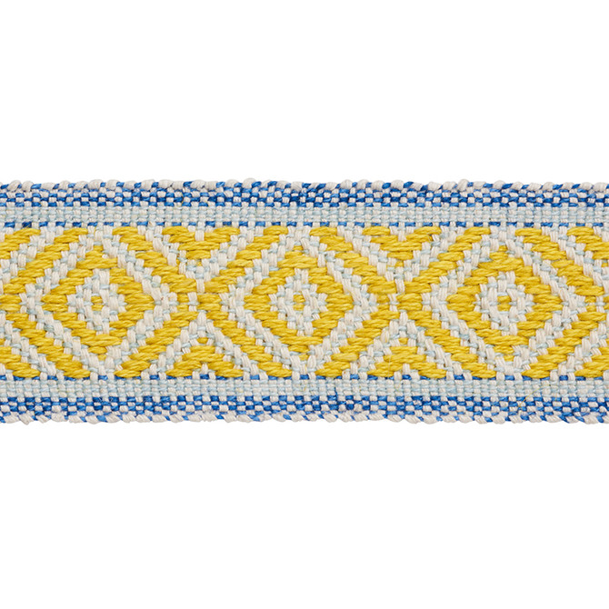 Schumacher Trim Larson Tape Yellow & Blue 77460 STATEMENT TRIMS See Sample INDIA - </p><p>Repeat: Horizontal: - and Vertical: - 2" (5CM) - My Fabric Connection -