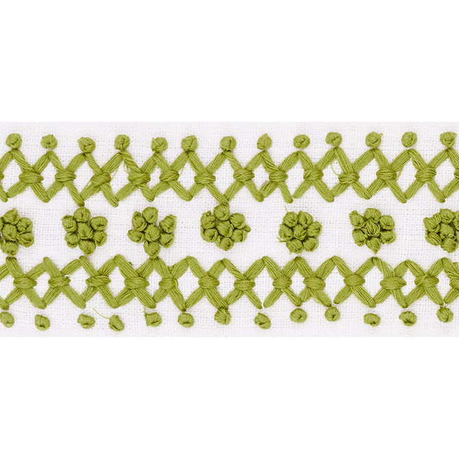 Schumacher Trim Sunnyvale Tape Leaf 70638 COUTURE TRIMS See Sample INDIA - </p><p>Repeat: Horizontal: 3/4" (2CM) and Vertical: - 2 1/4" (6CM) - My Fabric Connection -