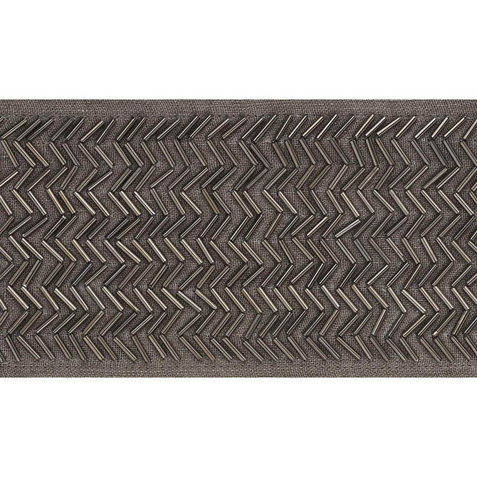 Schumacher Trim Hayworth Tape Gunmetal 70681 COUTURE TRIMS See Sample INDIA - </p><p>Repeat: Horizontal: - and Vertical: - 3 1/2" (9CM) - My Fabric Connection -