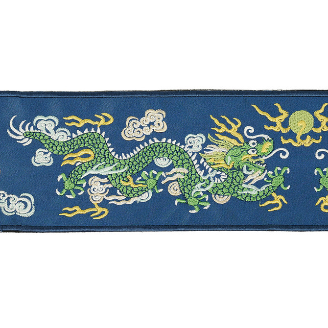 Schumacher Trim Lili Dragon Tape Blue 78171 FIRE BREATHER See Sample CHINA - </p><p>Repeat: Horizontal: 12 3/4" (32CM) and Vertical: - 2 7/8" (7CM) - My Fabric Connection -