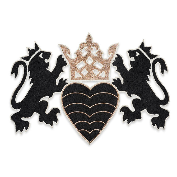 Schumacher Trim Lionheart Applique Black & Gold 73020 STATEMENT TAPES See Sample INDIA - </p><p>Repeat: Horizontal: - and Vertical: 7 3/4" (20CM) 11" (28CM) - My Fabric Connection -