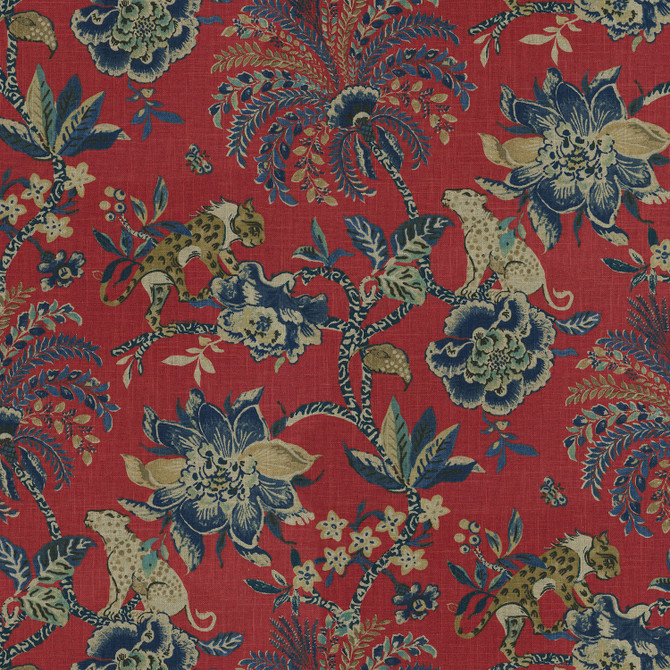 Williamsburg Fabric Braganza Poppy 750680 - 55%Linen 45%Cotton CHINA 27000 Horizontal: 13.5 and Vertical: 25.25 54 - My Fabric Connection -