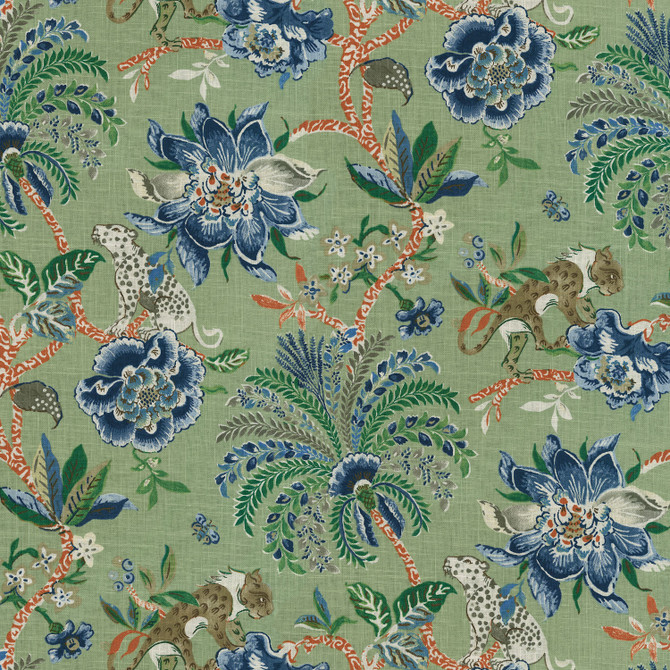 Williamsburg Fabric Braganza Endive 750682 - 55%Linen 45%Cotton CHINA 27000 Horizontal: 13.5 and Vertical: 25.25 54 - My Fabric Connection -