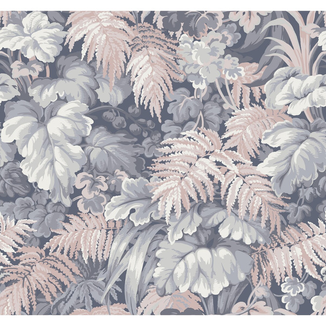 Cole & Son Wallcovering Royal Fernery Slate Blue & Blush Pink COLE & SON MARTYN LAWRENCE BULLARD PAPER - 100% United Kingdom Horizontal: and Vertical: 25.2 27 - My Fabric Connection -