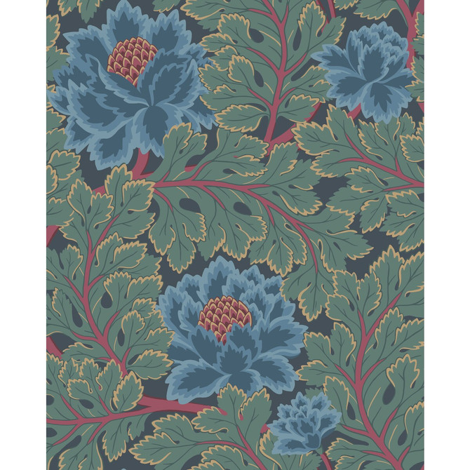 Cole & Son Wallcovering Aurora Petrol/Teal/Ink Wallcovering PAPER - 100% United Kingdom </p><p>Repeat: H: 20.5, V: 25.5 20.5 - My Fabric Connection -