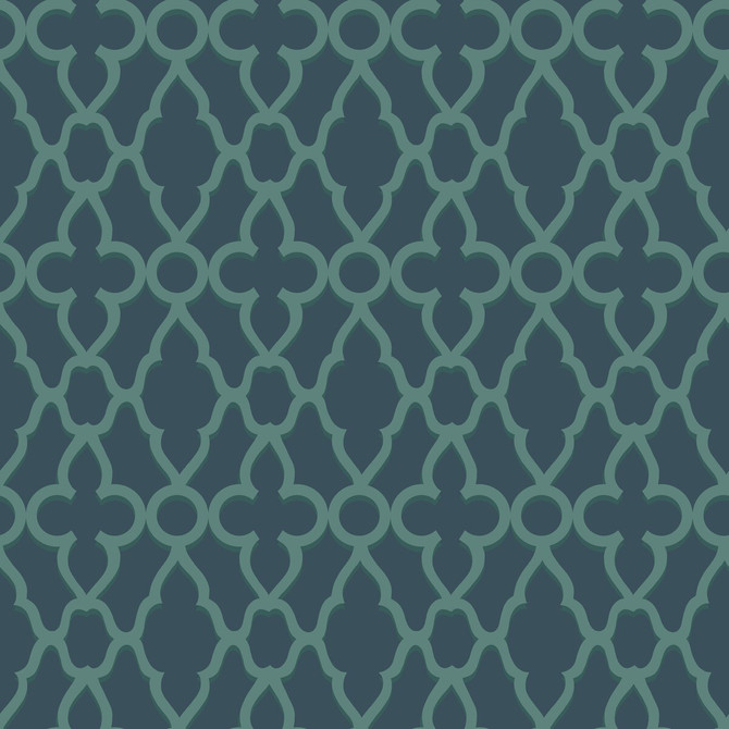 Cole & Son Wallcovering Treillage Viridian/Ink COLE & SON PEARWOOD PAPER - 100% United Kingdom Horizontal: 20.5 and Vertical: 20.5 20.5 - My Fabric Connection -