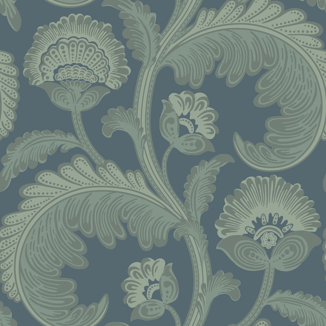 Cole & Son Wallcovering Fanfare Flock Dk Egg/Pet COLE & SON PEARWOOD PAPER - 100% United Kingdom Horizontal: 20.5 and Vertical: 20.5 20.5 - My Fabric Connection -