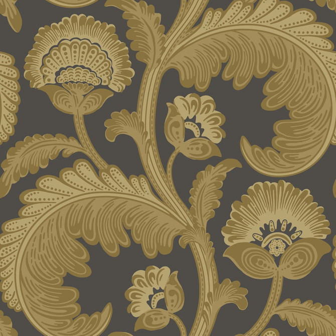 Cole & Son Wallcovering Fanfare Flock Ochre/Char Wallcovering PAPER - 100% United Kingdom </p><p>Repeat: H: 20.5, V: 20.5 20.5 - My Fabric Connection -