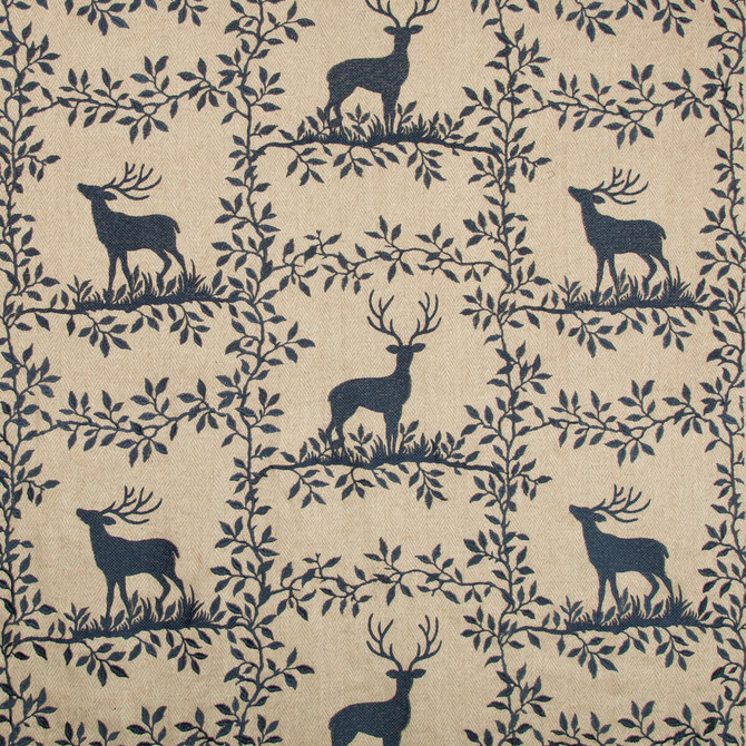 Lee Jofa Fabric Caribou Emb Navy LODGE II WEAVES AND EMBROIDERIES WOOL - 54%;VISCOSE - 36%;SPUN POLYESTER - 10% India LIGHT Horizontal: 25.59 and Vertical: 15.74 51.18 - My Fabric Connection -