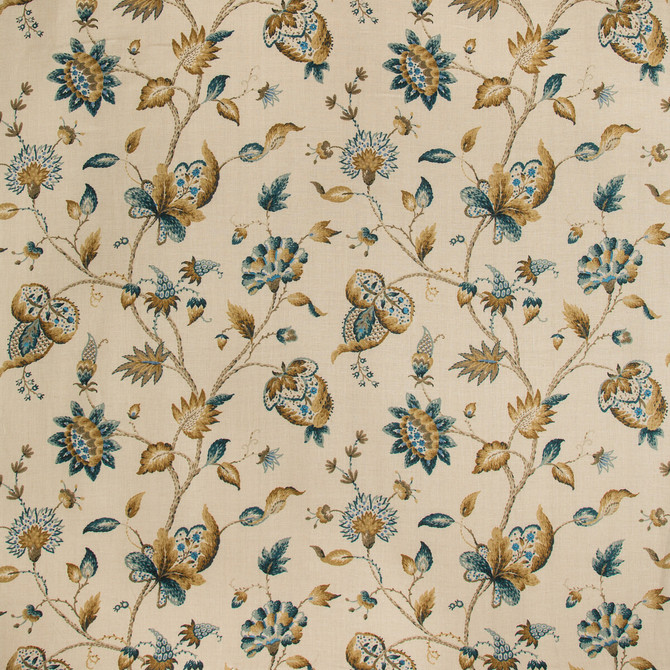 Lee Jofa Fabric Hollin Print Peacock Fabric COTTON - 100% Thailand MEDIUM </p><p>Repeat: H: 26.25, V: 28.82 52.5 - My Fabric Connection -