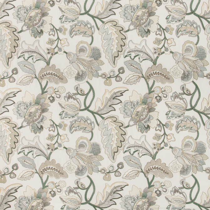 Lee Jofa Fabric Orford Embroidery Leaf/Mist MANOR HOUSE VISCOSE - 55%;SPUN POLYESTER - 45% India Horizontal: 25.19 and Vertical: 22.63 52 - My Fabric Connection -