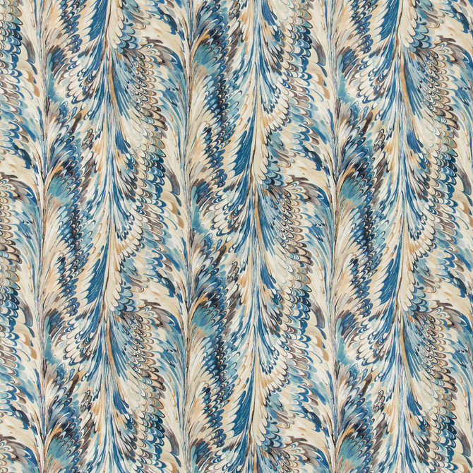 Lee Jofa Fabric Taplow Print Navy/Slate MANOR HOUSE LINEN - 100% Austria MEDIUM Horizontal: 36.5 and Vertical: 31.5 56.8 - My Fabric Connection -