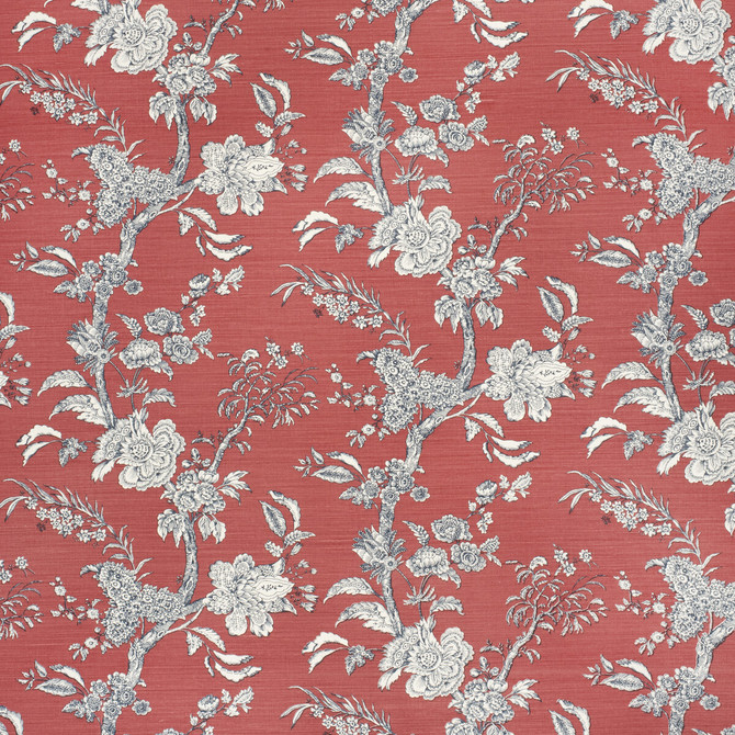 Lee Jofa Fabric Beijing Blossom Crim/Navy PAOLO MOSCHINO FABRICS LINEN - 67%;COTTON - 33% United Kingdom HEAVY Horizontal: 24.8 and Vertical: 23.03 51.18 - My Fabric Connection -