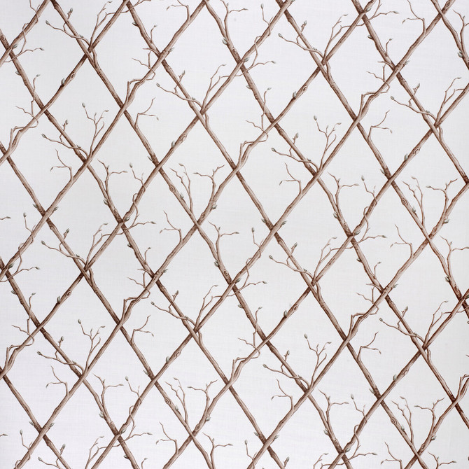 Lee Jofa Fabric Twig Trellis Brown/White PAOLO MOSCHINO FABRICS LINEN - 67%;COTTON - 33% United Kingdom HEAVY Horizontal: 18.5 and Vertical: 18.5 53.94 - My Fabric Connection -