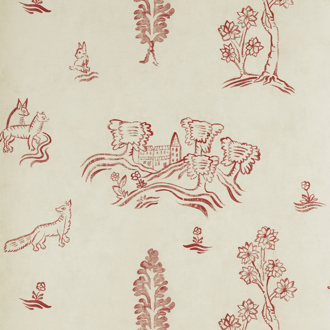 Kravet Couture Wallcovering Wychwood Huntsman Red ANDREW MARTIN KIT KEMP WOOD PULP - 45%;BINDER - 20%;MINERAL FILLERS - 20%;POLYESTER - 15% United Kingdom - Horizontal: 8 and Vertical: 7 20.5 - My Fabric Connection -