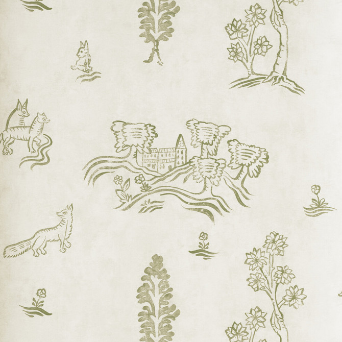 Kravet Couture Wallcovering Wychwood Basil Green ANDREW MARTIN KIT KEMP WOOD PULP - 45%;BINDER - 20%;MINERAL FILLERS - 20%;POLYESTER - 15% United Kingdom - Horizontal: 8 and Vertical: 7 20.5 - My Fabric Connection -