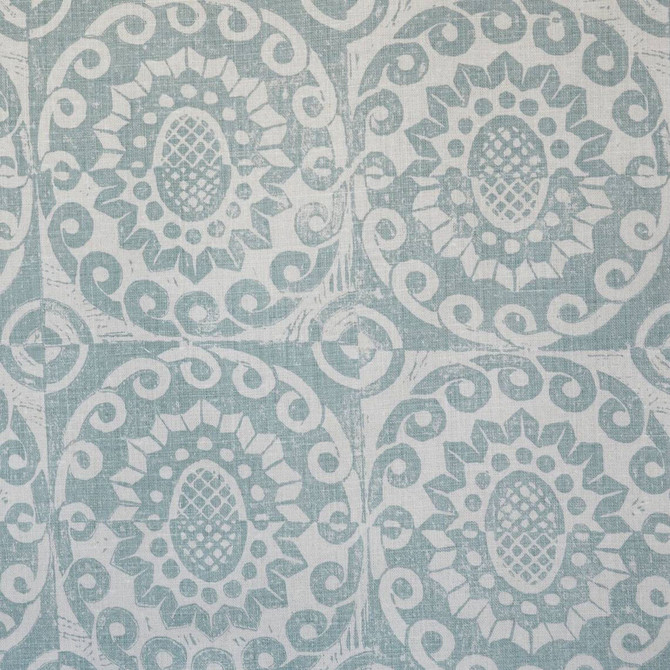 Lee Jofa Fabric Pineapple On Oatmeal Aqua BLITHFIELD LINEN - 100% United Kingdom Horizontal: 17.73 and Vertical: 31 53 - My Fabric Connection -
