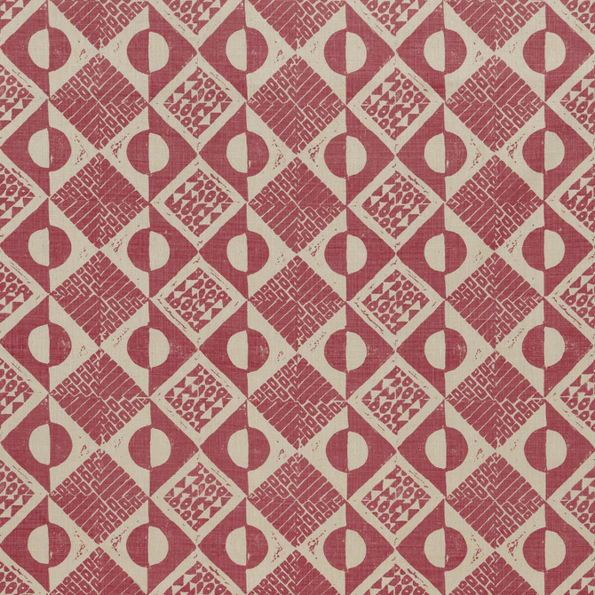 Lee Jofa Fabric Circles And Squares Berry BLITHFIELD LINEN - 100% United Kingdom HEAVY Horizontal: 13.4 and Vertical: 27.2 53.5 - My Fabric Connection -