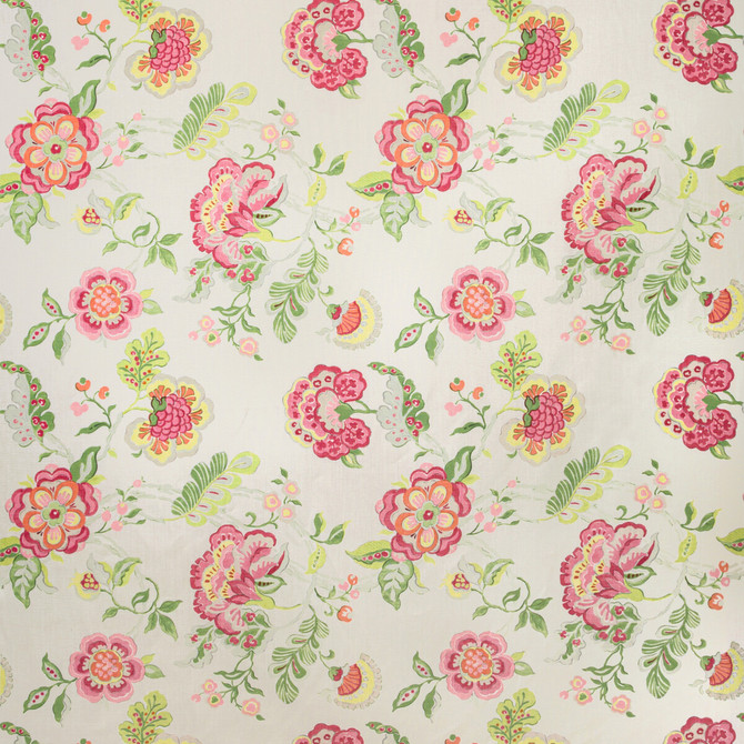 Lee Jofa Fabric Somerset Pink/Lime BLITHFIELD LINEN - 100% Thailand MEDIUM Horizontal: 26.97 and Vertical: 26.97 54 - My Fabric Connection -