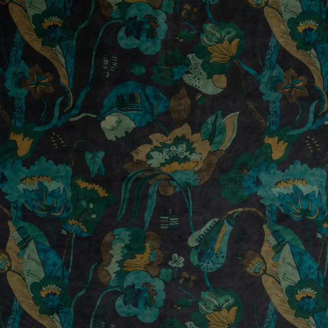 G P & J Baker Fabric California Velvet Indigo/Teal Fabric VISCOSE - 60%;COTTON - 30%;POLYESTER - 10% Italy </p><p>Repeat: H: 26.989, V: 28.368 53.978 - My Fabric Connection -