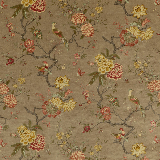 G P & J Baker Fabric Oriental Bird Velvet Mole SIGNATURE VELVETS VISCOSE - 60%;COTTON - 30%;POLYESTER - 10% Italy Horizontal: 17.9664 and Vertical: 32.308 53.978 - My Fabric Connection -