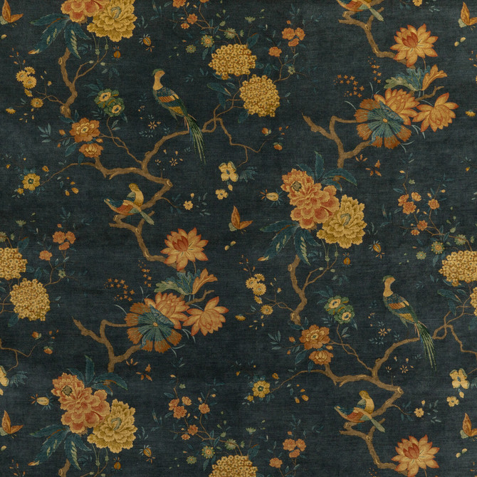 G P & J Baker Fabric Oriental Bird Velvet Teal Fabric VISCOSE - 60%;COTTON - 30%;POLYESTER - 10% Italy </p><p>Repeat: H: 17.9664, V: 32.308 53.978 - My Fabric Connection -