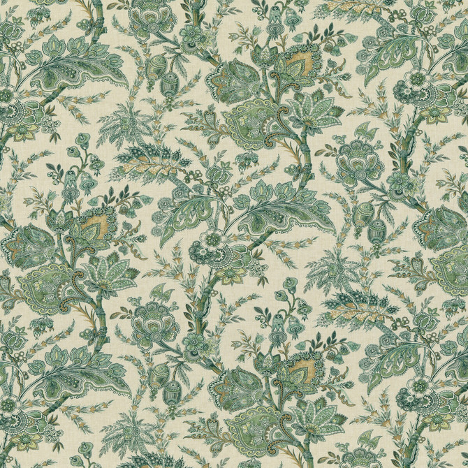 G P & J Baker Fabric Jewel Indienne Emerald Fabric VISCOSE - 82%;LINEN - 18% United Kingdom </p><p>Repeat: H: 18.124, V: 27.186 54.372 - My Fabric Connection -